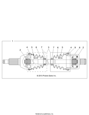 Drive Train, Rear Half Shaft - Z16vde99fm/nm (49rgrshaftdriverr14rzr1000) Schematic