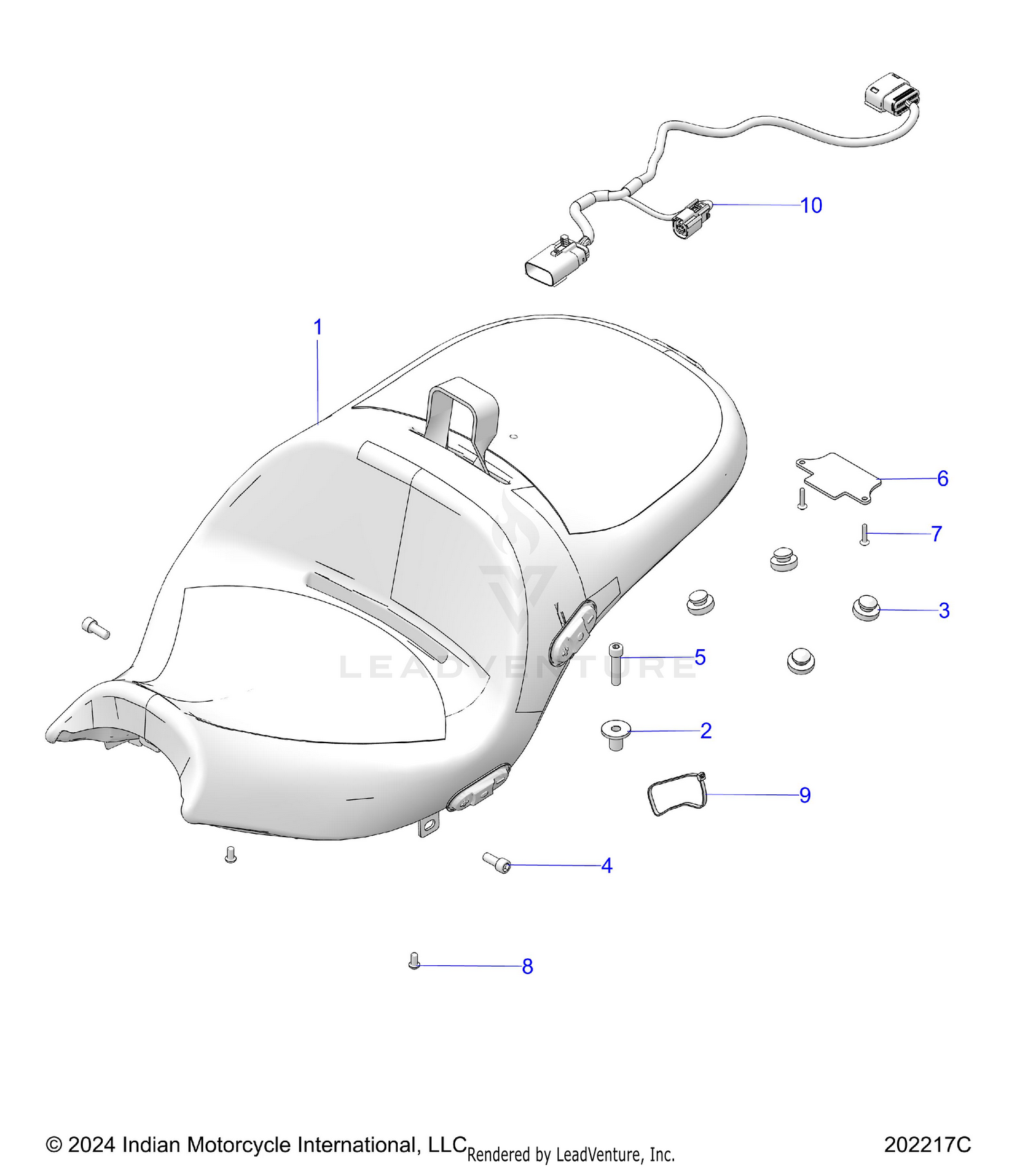BODY, SEAT, TOURING (HEATED) - N26LGVSS/LGXSS ALL OPTIONS (202217C)