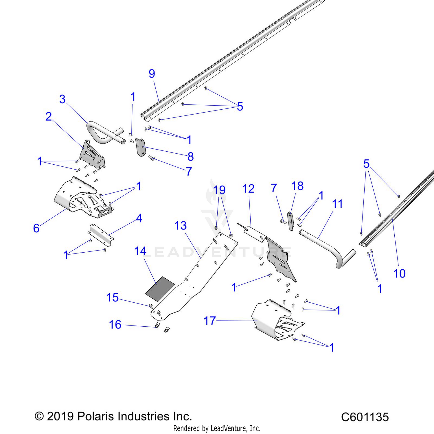 CHASSIS, CLUTCH GUARD, FOOTRESTS, TUNNEL GRIPS - S22CBU5TSL (C601135)