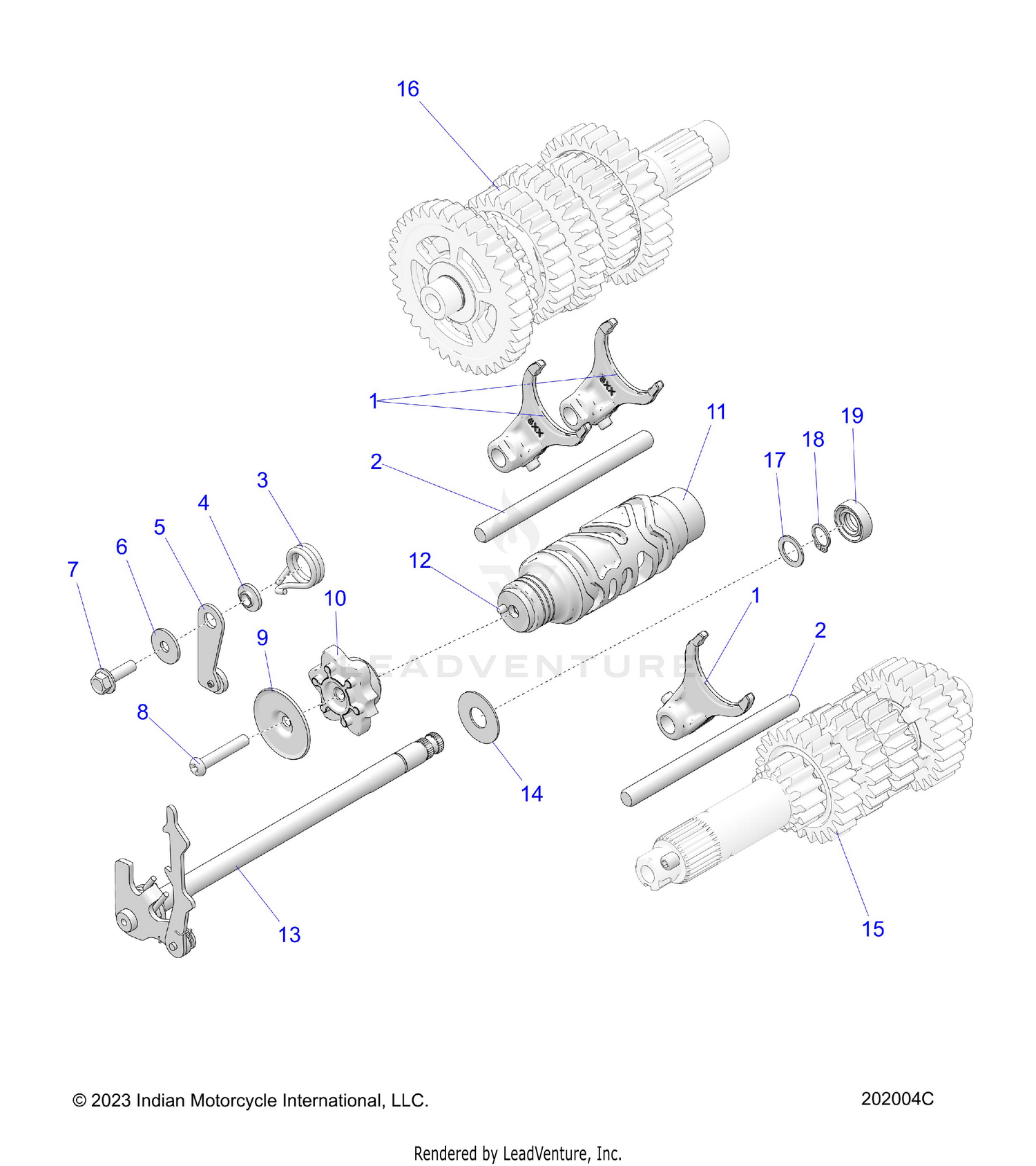 DRIVE TRAIN, SHIFT FORKS and DRUM - N26STC76/STD76 (202004C)