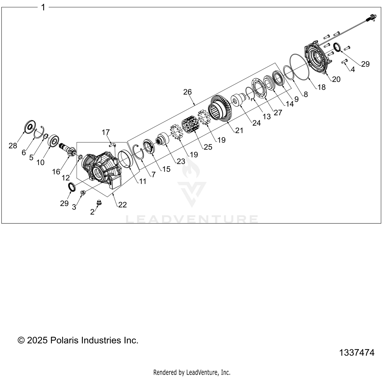 DRIVE TRAIN, FRONT GEARCASE INTERNALS - D26M4A57B4/G57B4/U57B4/W57B4 (702808-1)