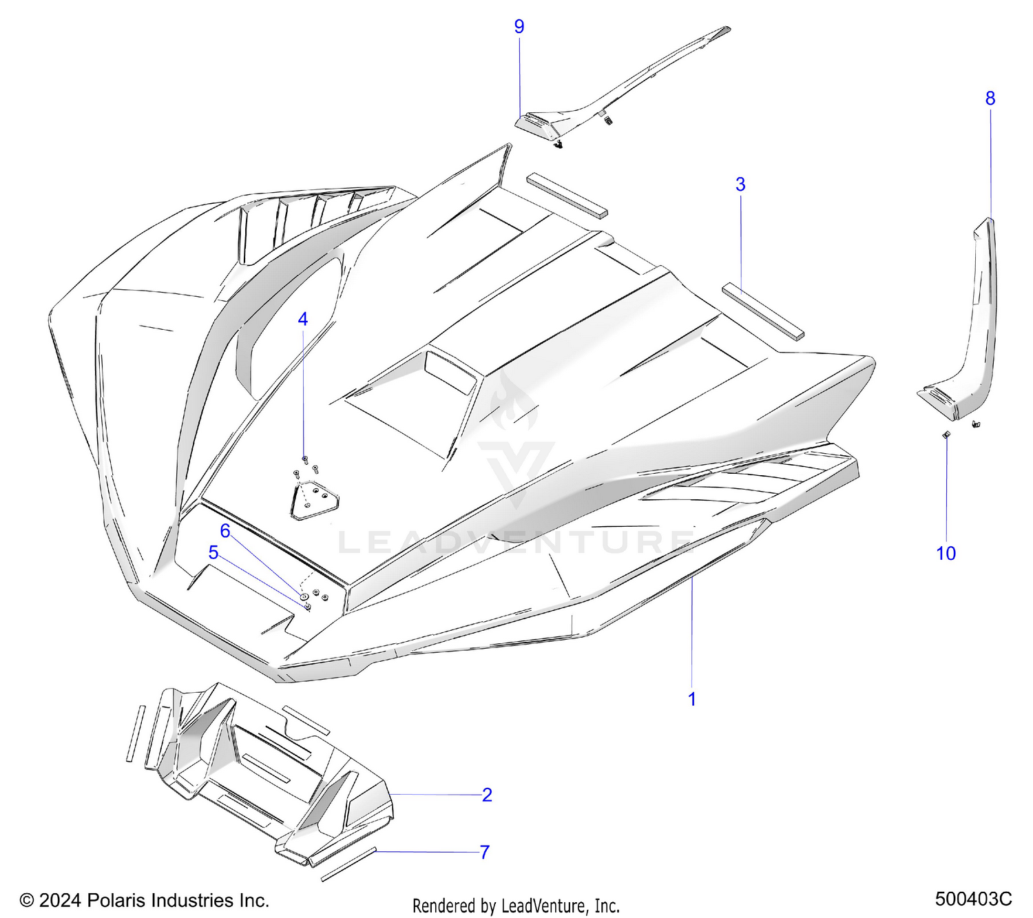 BODY, HOOD, VENTED - T26AARHB/GB (500403C)