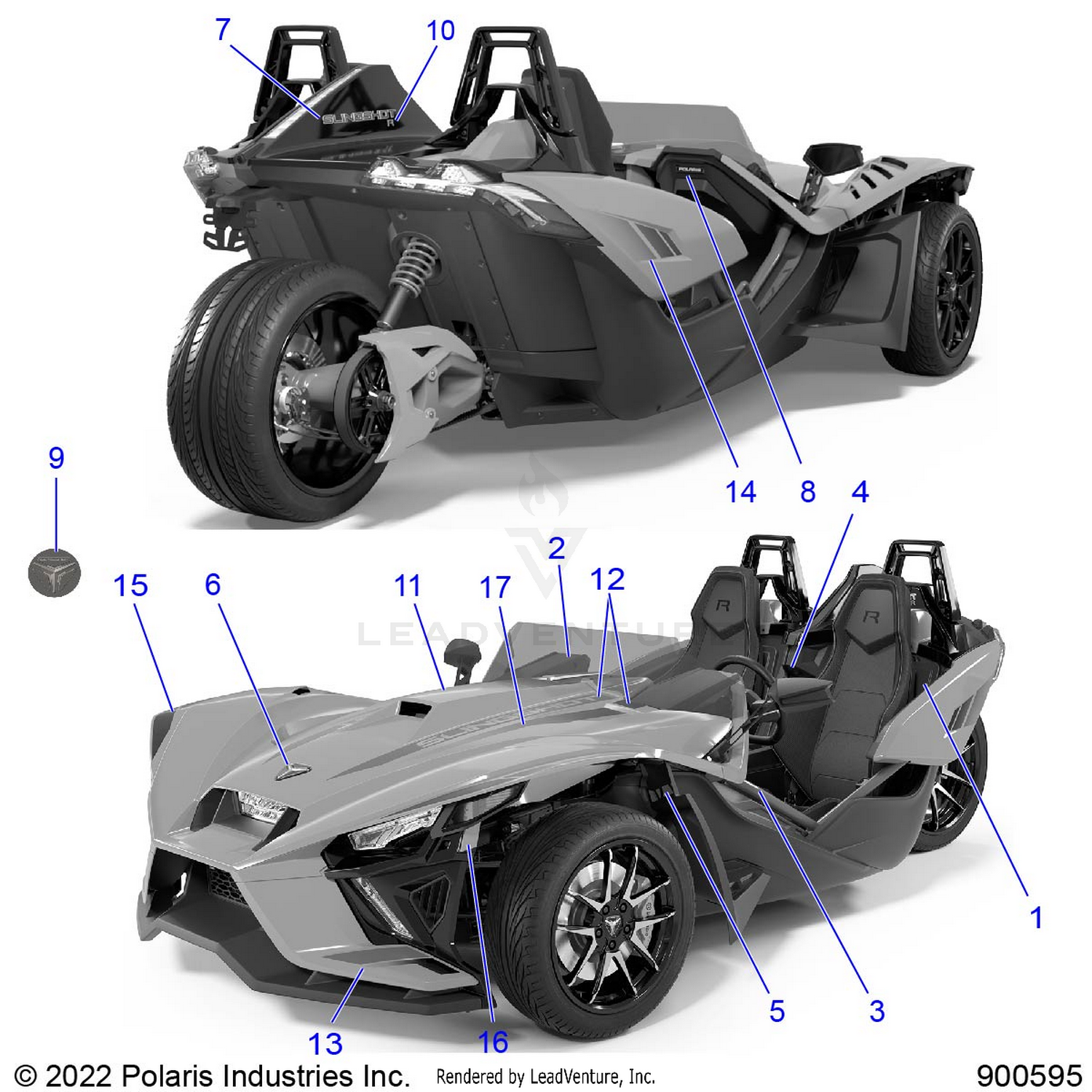 BODY, DECALS AND BADGES (R MODELS) - BODY, DASH ASM. - T23AARGB/HB ALL OPTIONS  (900595)