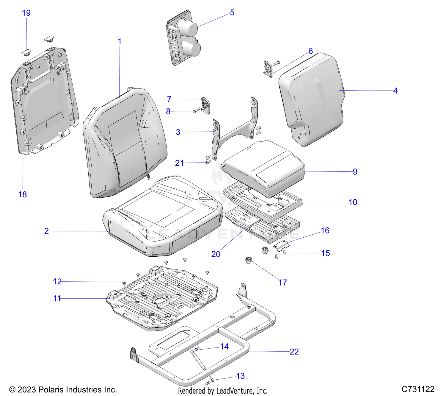 BODY, SEAT ASSEMBLY, PASSENGER - R26X6W1RB9/BB/BJ (C731122)