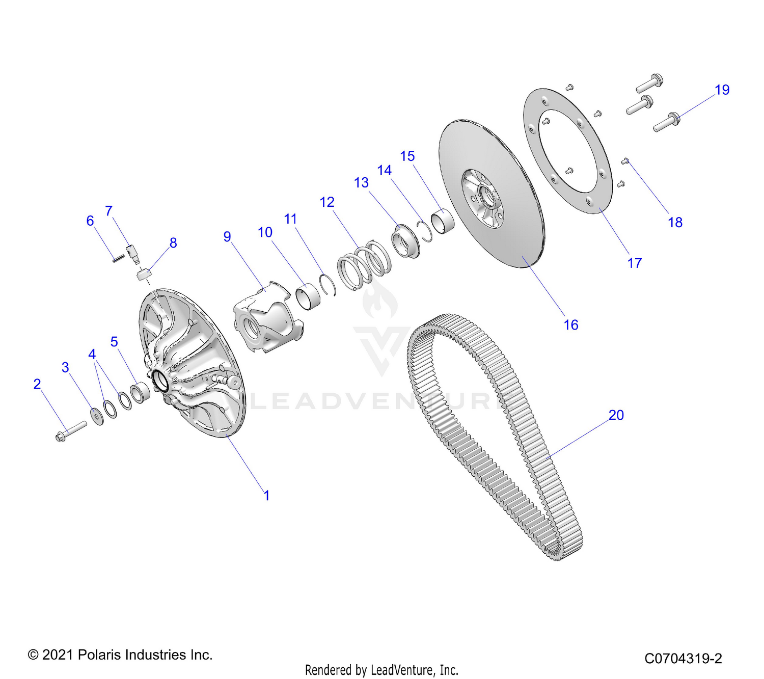 DRIVE TRAIN, SECONDARY CLUTCH - R26RRE99CN/C9/EN/E9 (C0704319-2)