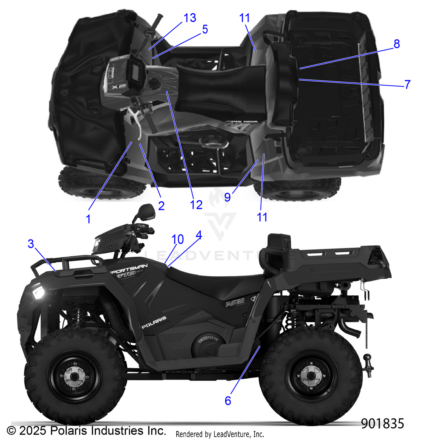 BODY, DECALS, STANDARD - A26SWB57C1/E1 (901835)