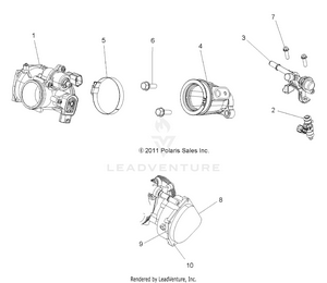 Engine, Throttle Body And Fuel Rail - R12vh57ad (49rgrthrottlebody12rzr570) Schematic