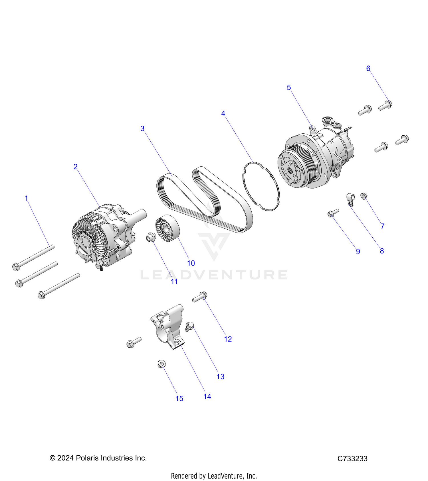 ENGINE, ALTERNATOR & COMPRESSOR - R26RRU99A9/AF/AH/AB/AS/B9/BF/BH/BB/BS (C733233)