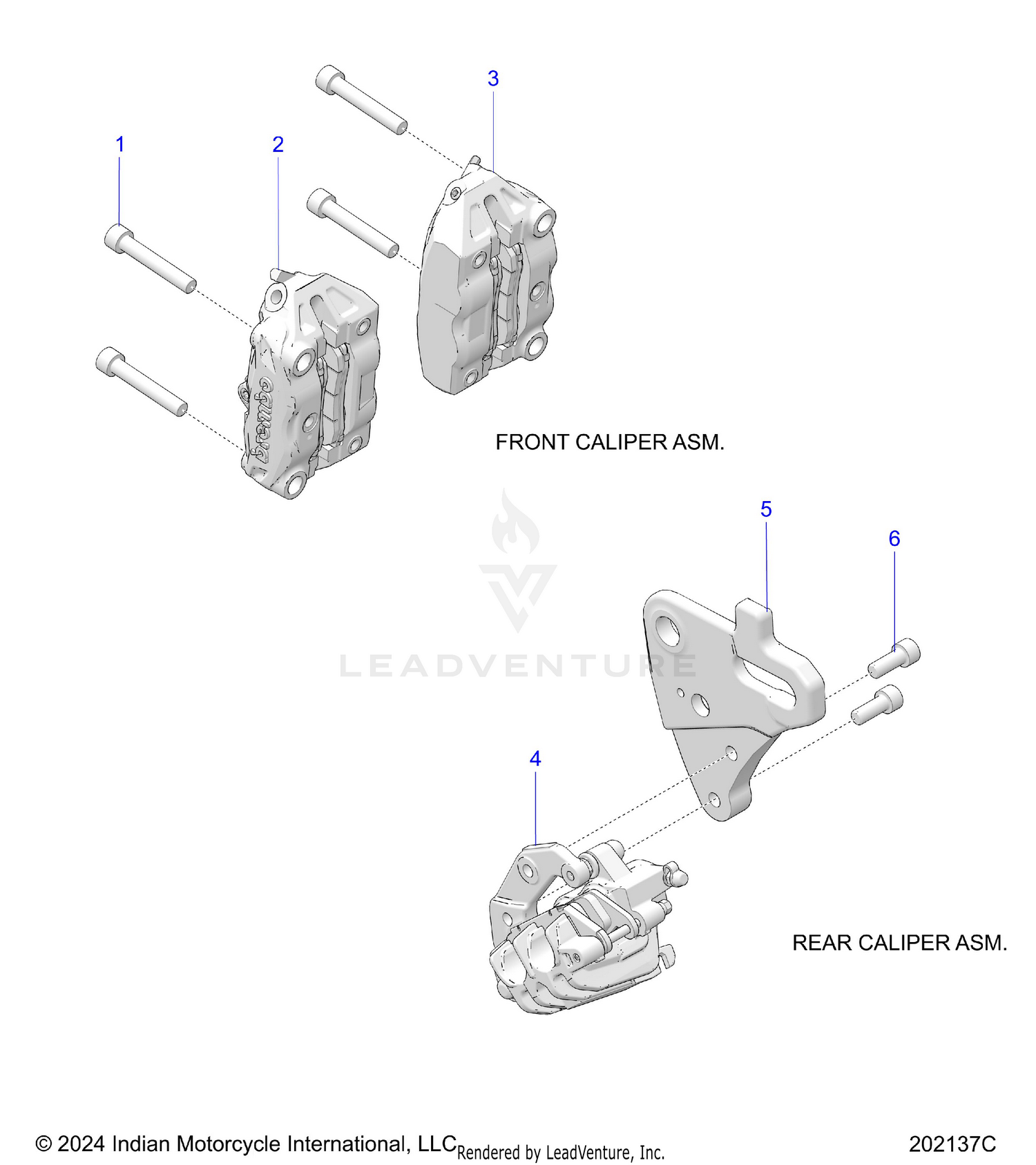 BRAKES, CALIPERS, FRONT and REAR - N26LC0RR ALL OPTIONS (202137C)