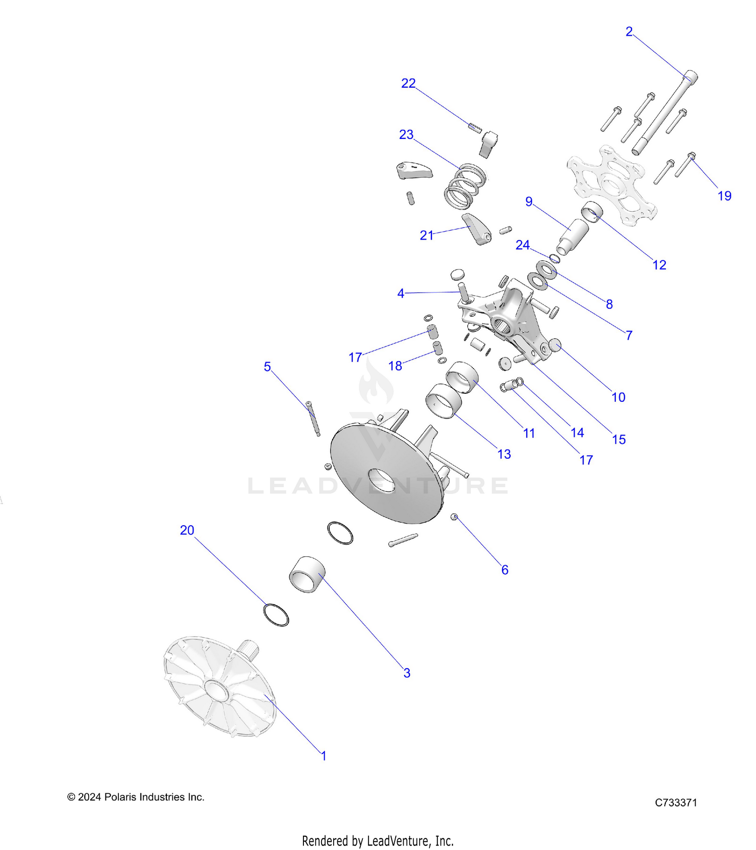 DRIVE TRAIN, PRIMARY CLUTCH - R26MAU57CP/EP (C733371)