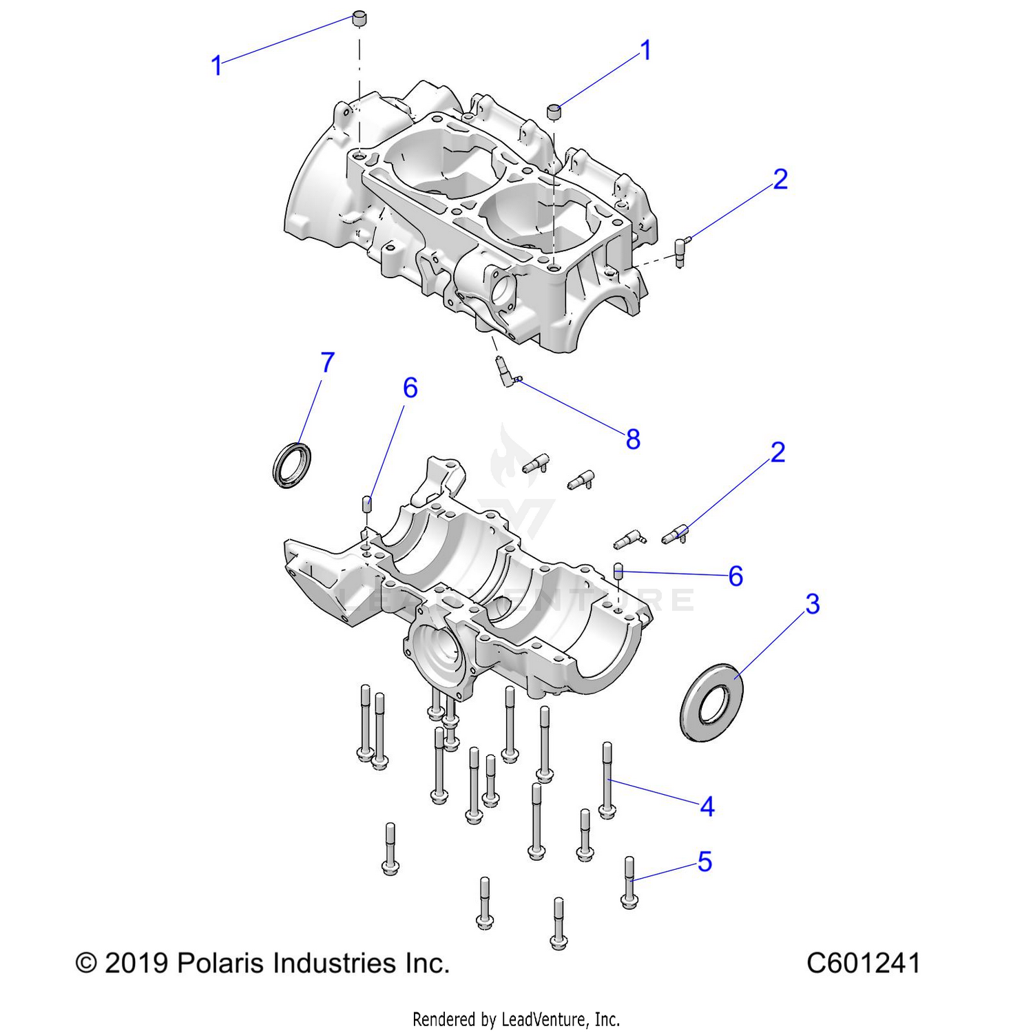 ENGINE, CRANKCASE - S22TDP6RS/6RE ALL OPTIONS (C601241)