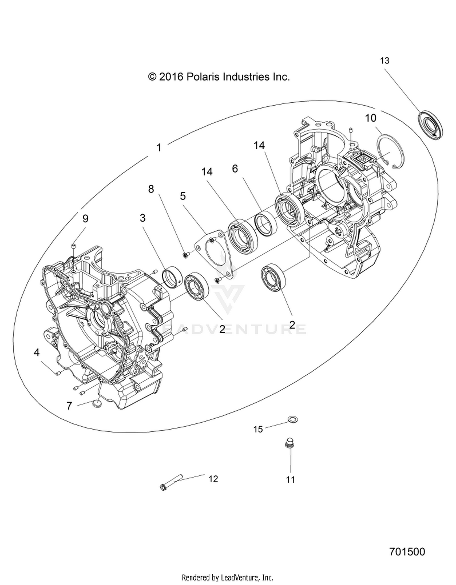 ENGINE, CRANKCASE - R26MAU57CP/EP (701500)