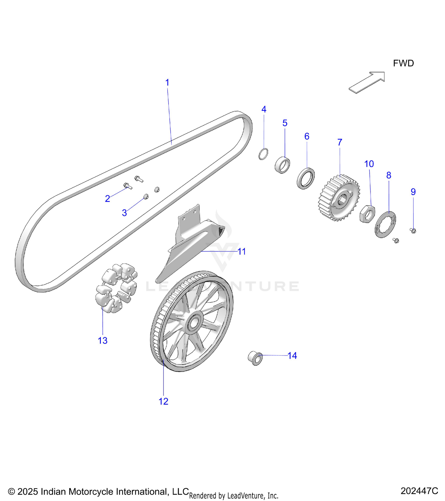 DRIVE TRAIN, DRIVE SPROCKET, BELT and GUARD - N26DNDBH ALL OPTIONS (202447C)