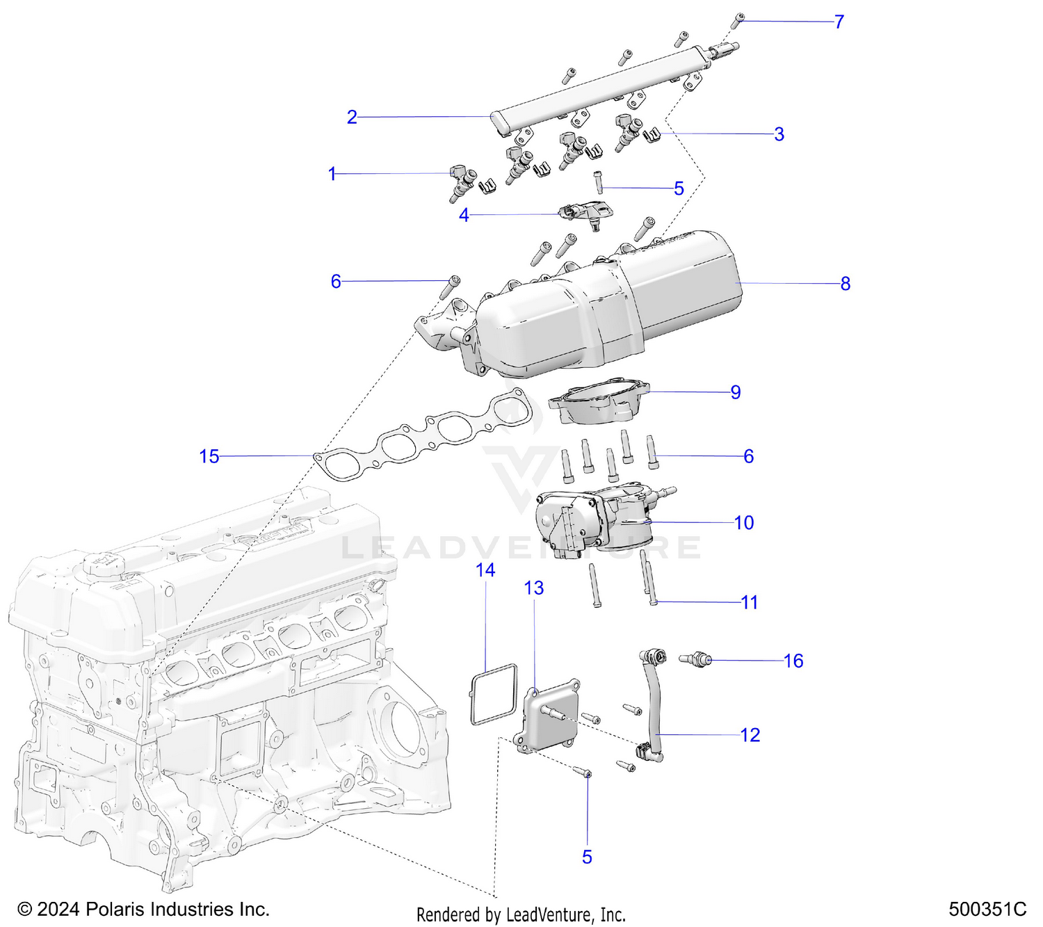 ENGINE, INTAKE MANIFOLD AND FUEL RAIL - T26AAFGB/HB (500351C)