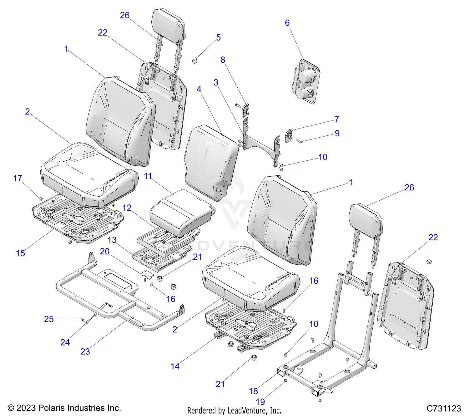 BODY, SEAT ASSEMBLY, REAR - R26X6N1RBB (C731123)