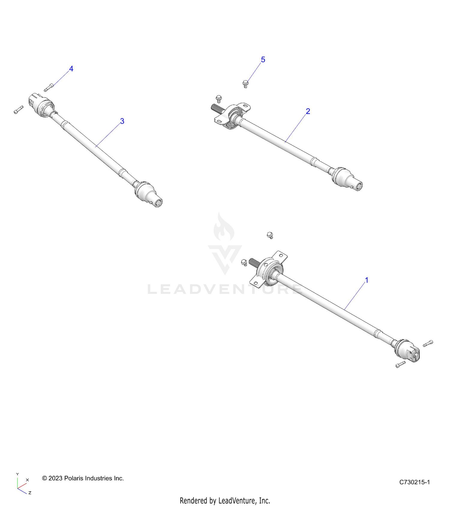 DRIVE TRAIN, FRONT, MID & REAR PROP SHAFTS- R26RST99AL (C730215-1)