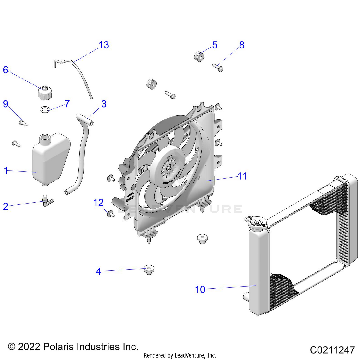 ENGINE, COOLING SYSTEM, RADIATOR, FAN & OVERFLOW BOTTLE - A26SEE57P8 (C0211247)