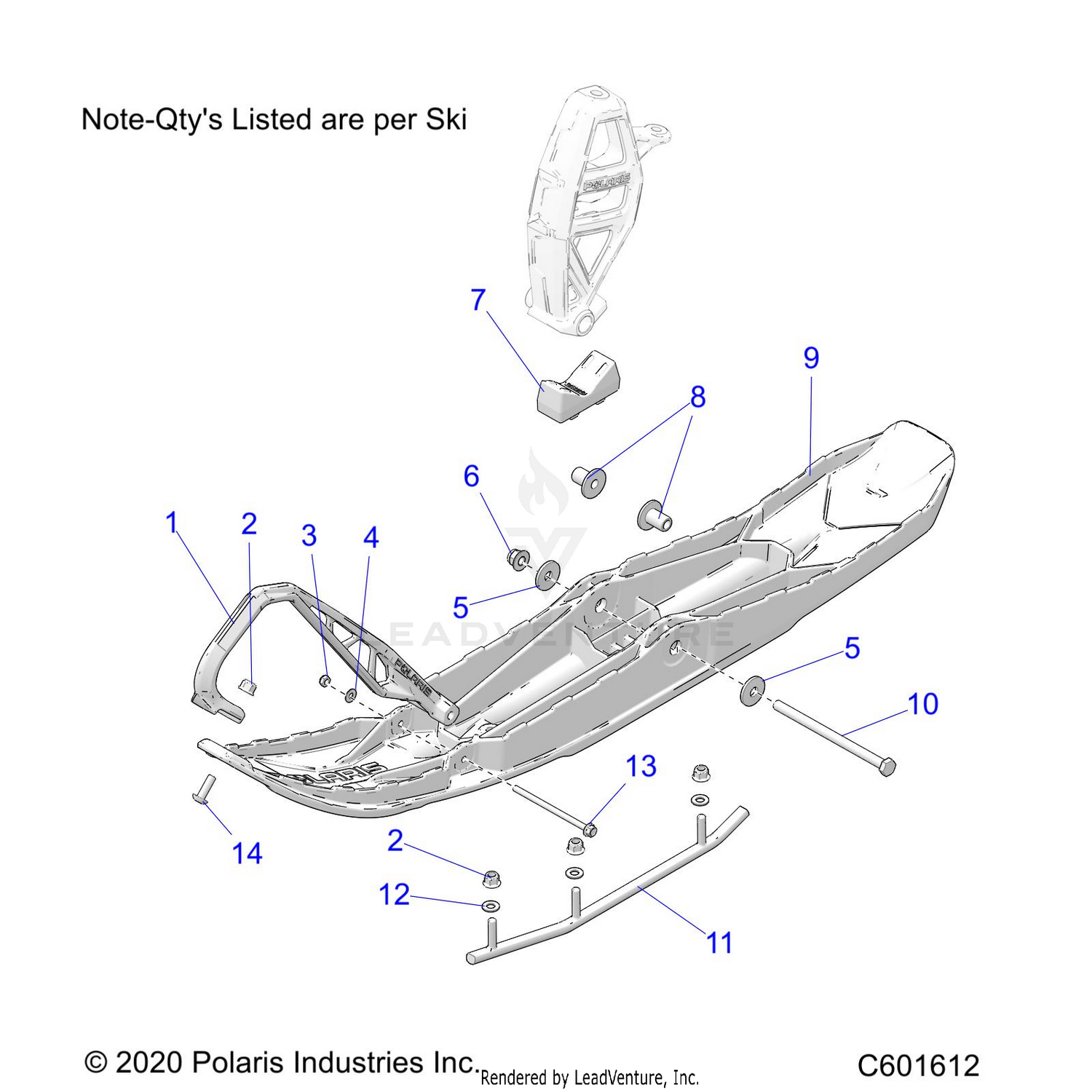 STEERING, SKI ASM. - S22TLP8RS ALL OPTIONS (C601612)