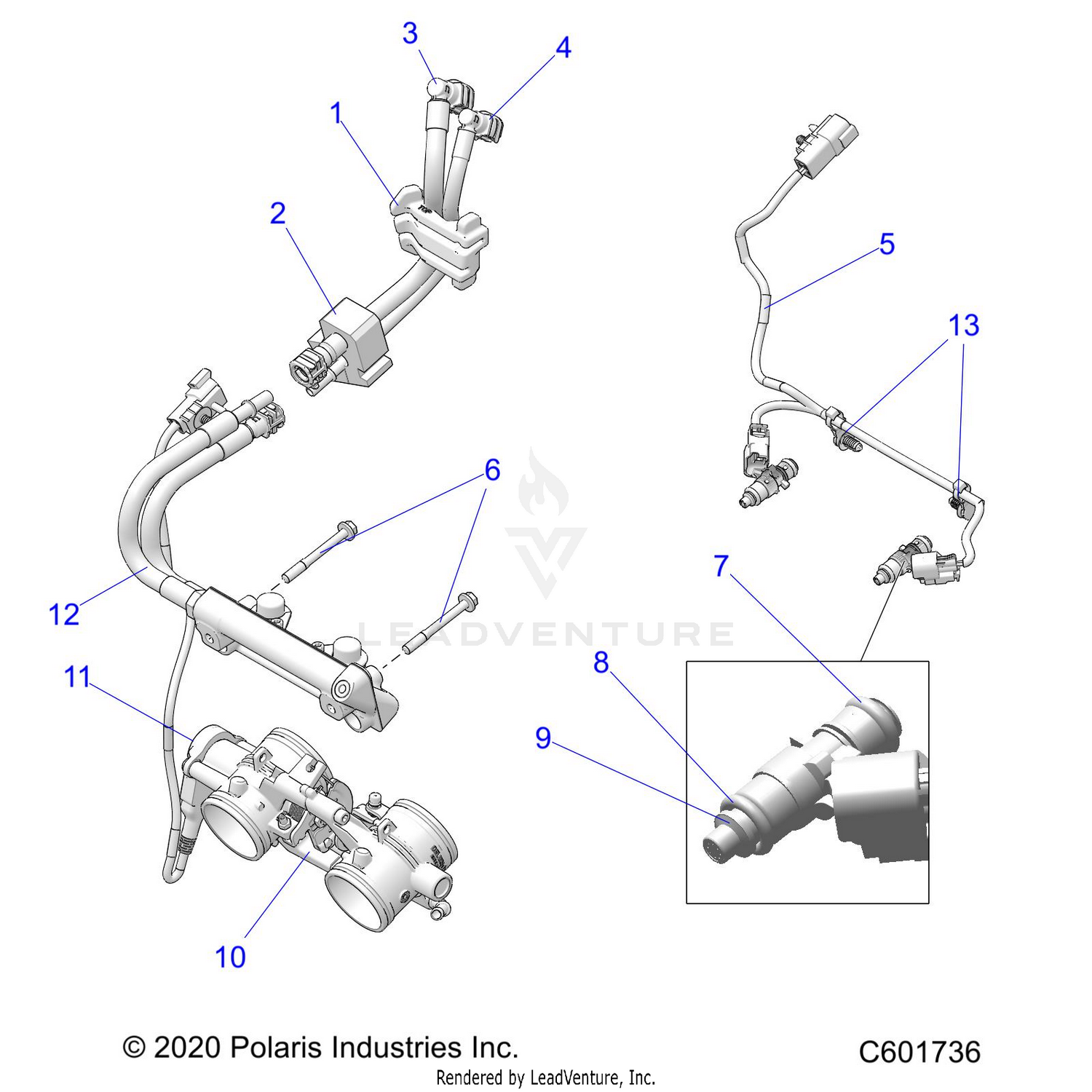 FUEL SYSTEM, RAIL, LINES and THROTTLE BODY - S22EFD8RS/EFE8RS ALL OPTIONS (C601736)