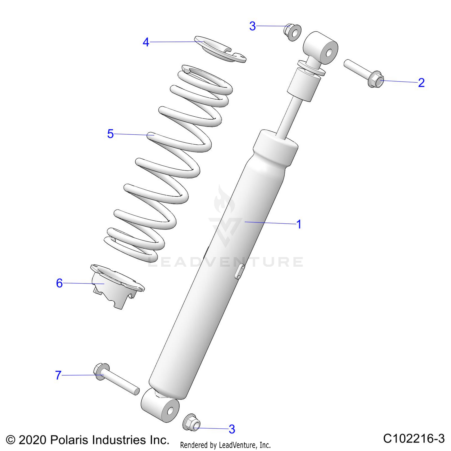 SUSPENSION, SHOCK, REAR - A26SXM95AR (C102216-3)