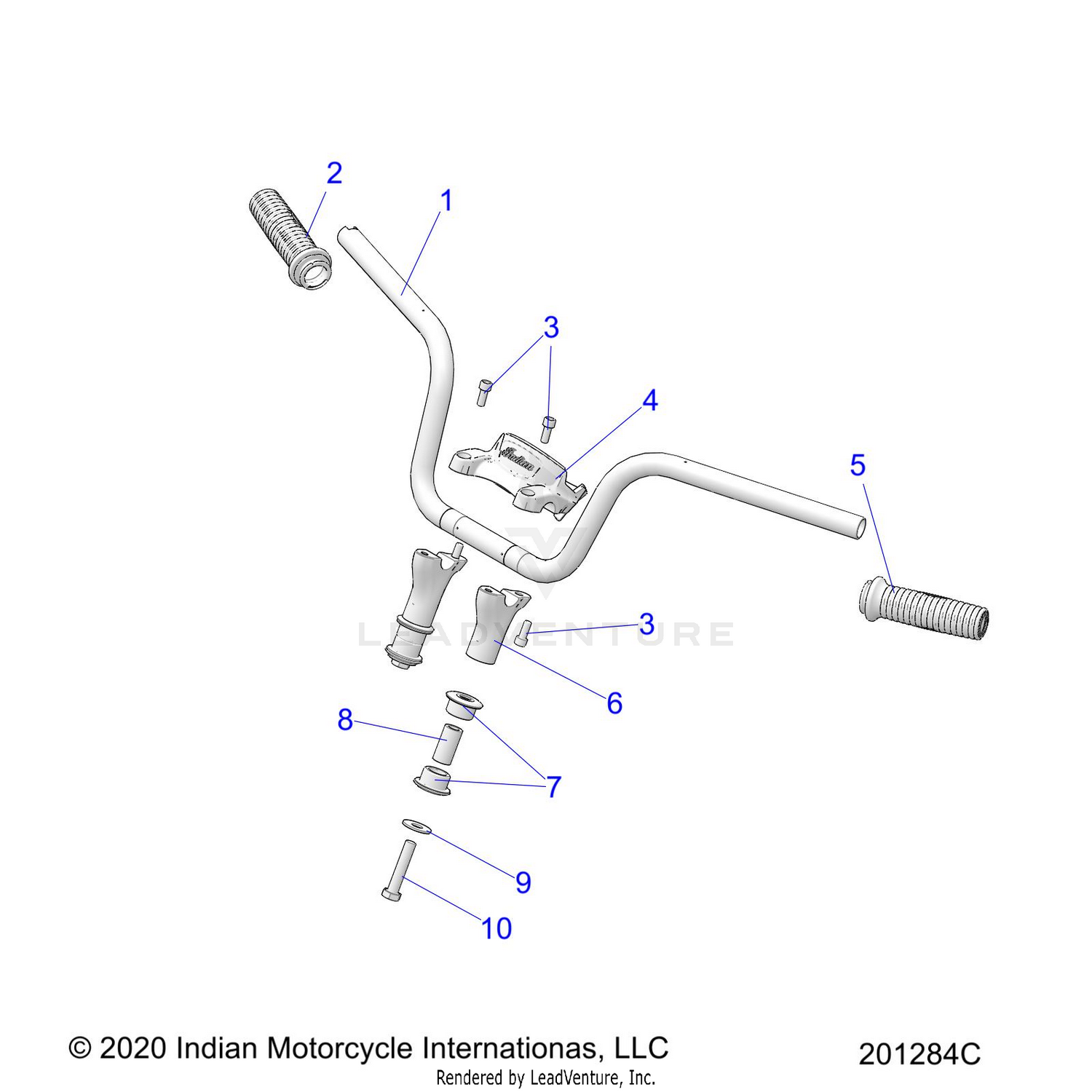 STEERING, HANDLEBAR MOUNTING and GRIPS - N22DLBAG/DLCAG ALL OPTIONS (201284C)