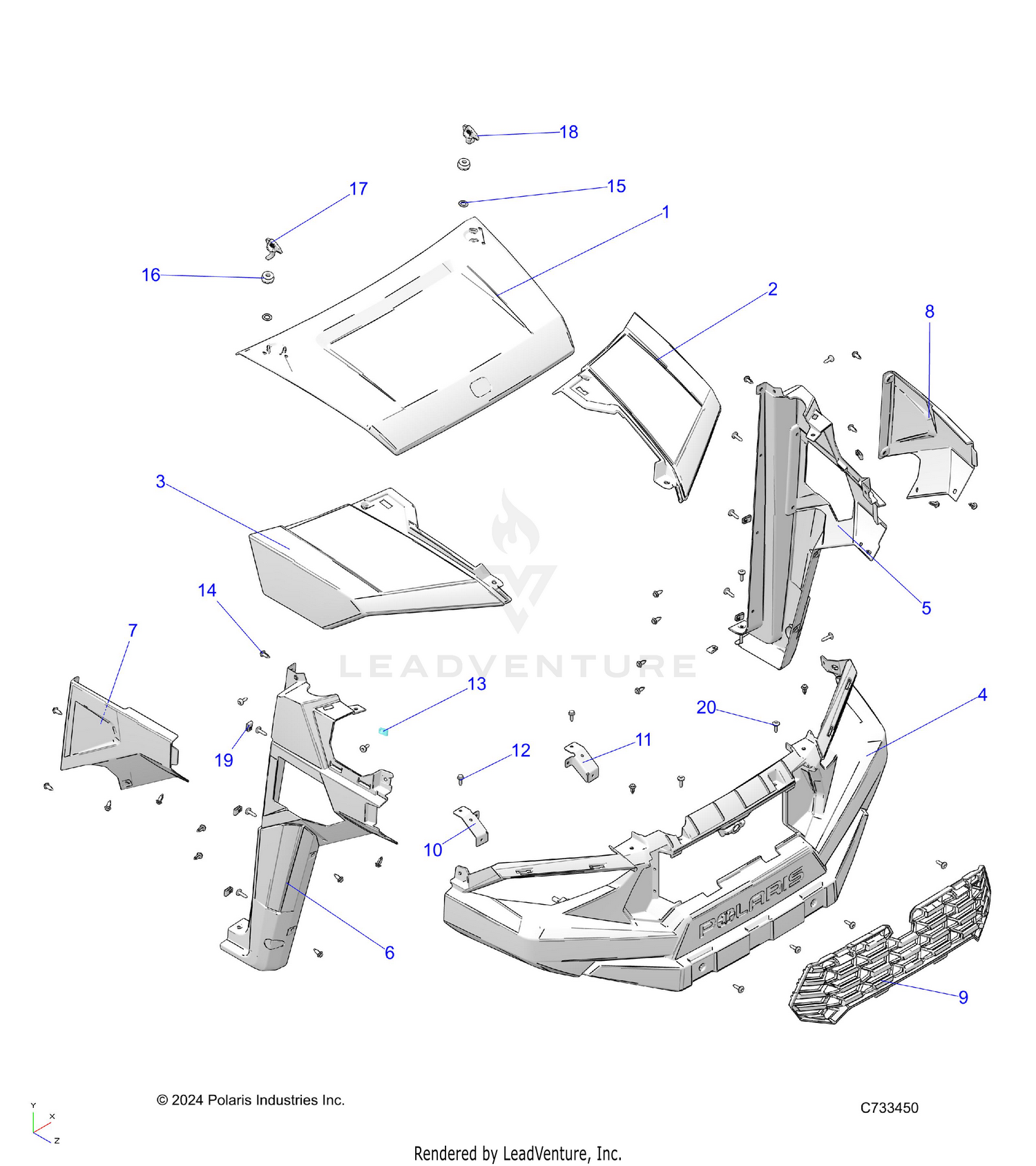 BODY, HOOD, and FRONT FENDERS - R26MAU57CP/EP (C733450)