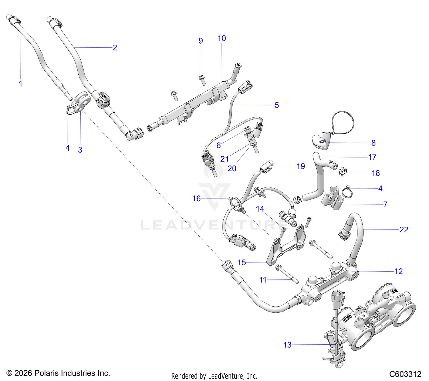 FUEL SYSTEM, RAIL, LINES and THROTTLE BODY - S26TGM8MS (C603312)
