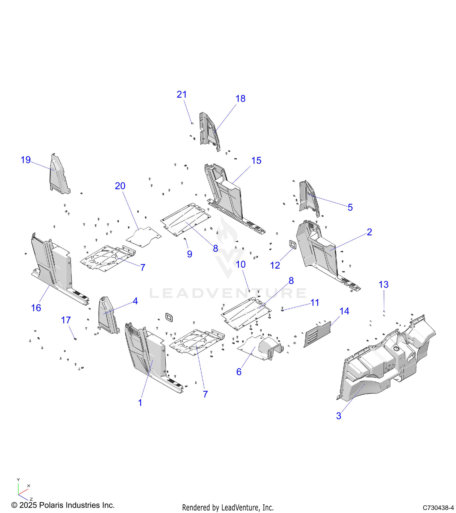 BODY, FLOOR and ROCKERS - D26M4A57B4/G57B4/U57B4/W57B4 (C730438-4)