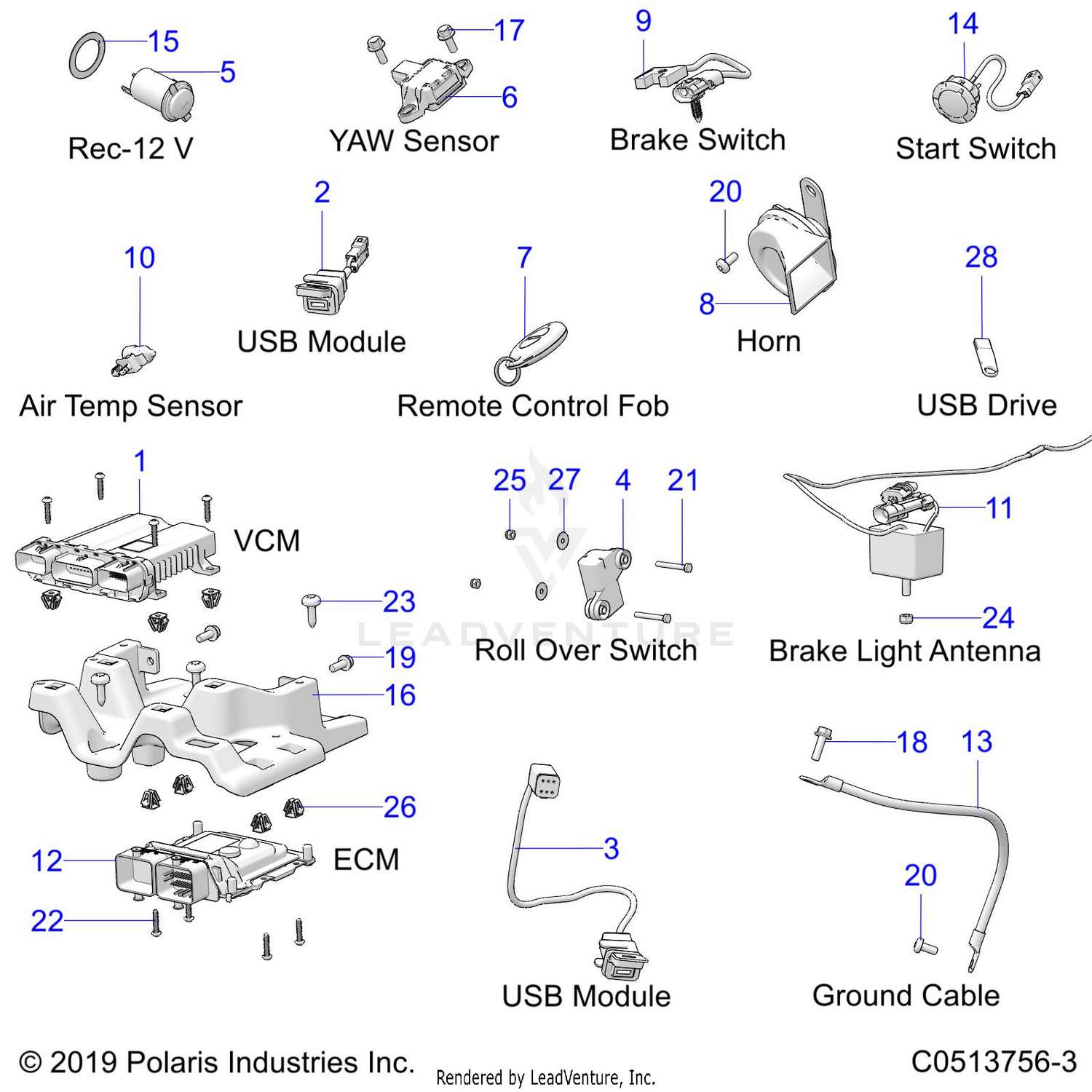 ELECTRICAL, COMPONENTS 1 - T21AAPHD/RHB/SHD/THD ALL OPTIONS (C0513756-3)
