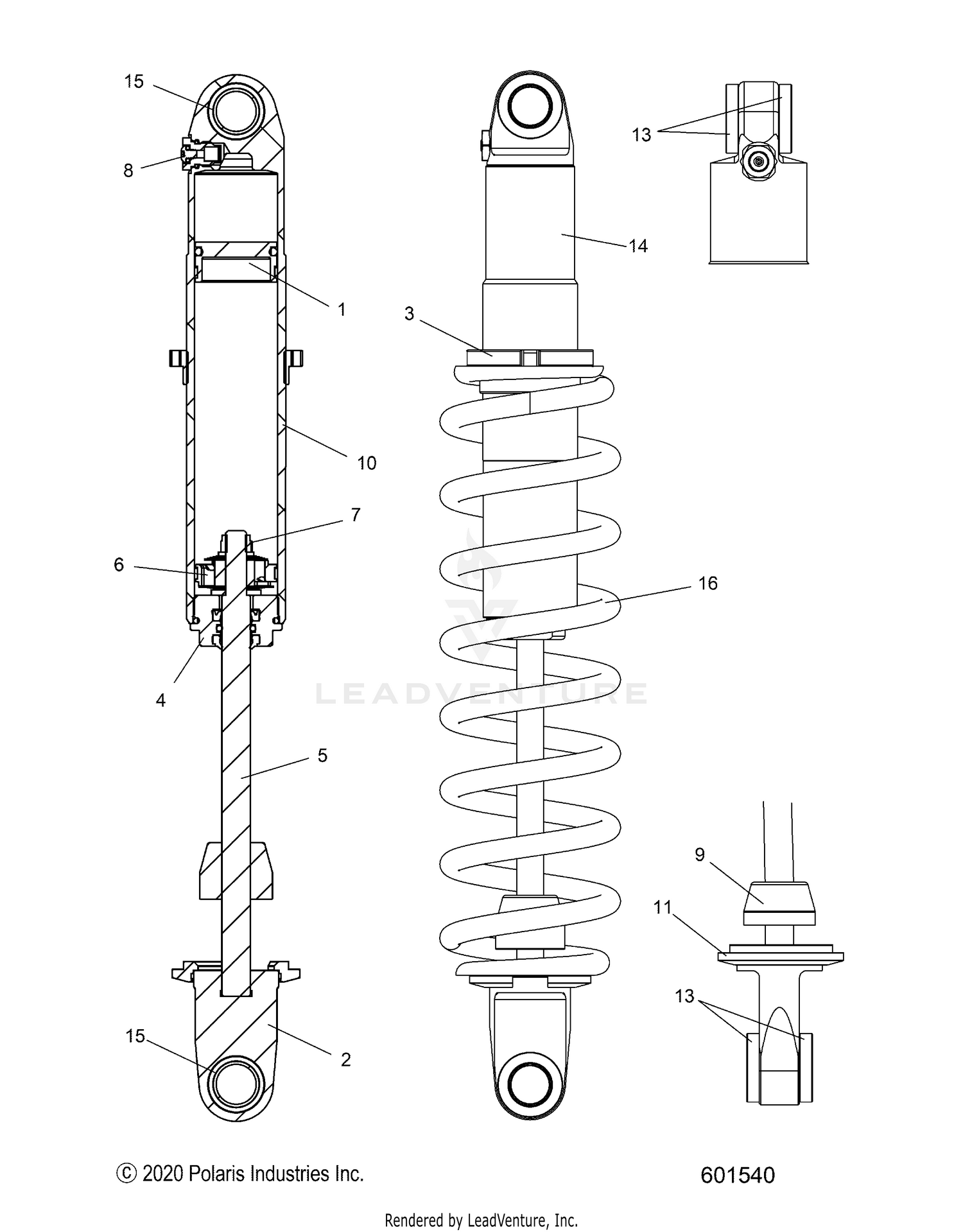 SUSPENSION, SHOCK, REAR TRACK, MONOTUBE, 7045533 - S26TGM8MS (601540)