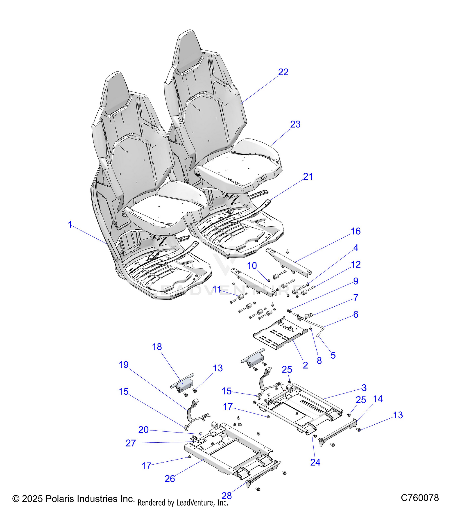 BODY, SEAT ASM. AND SLIDER, FRONT - Z26NMX99A4/B4/A6/B6 (C760078)