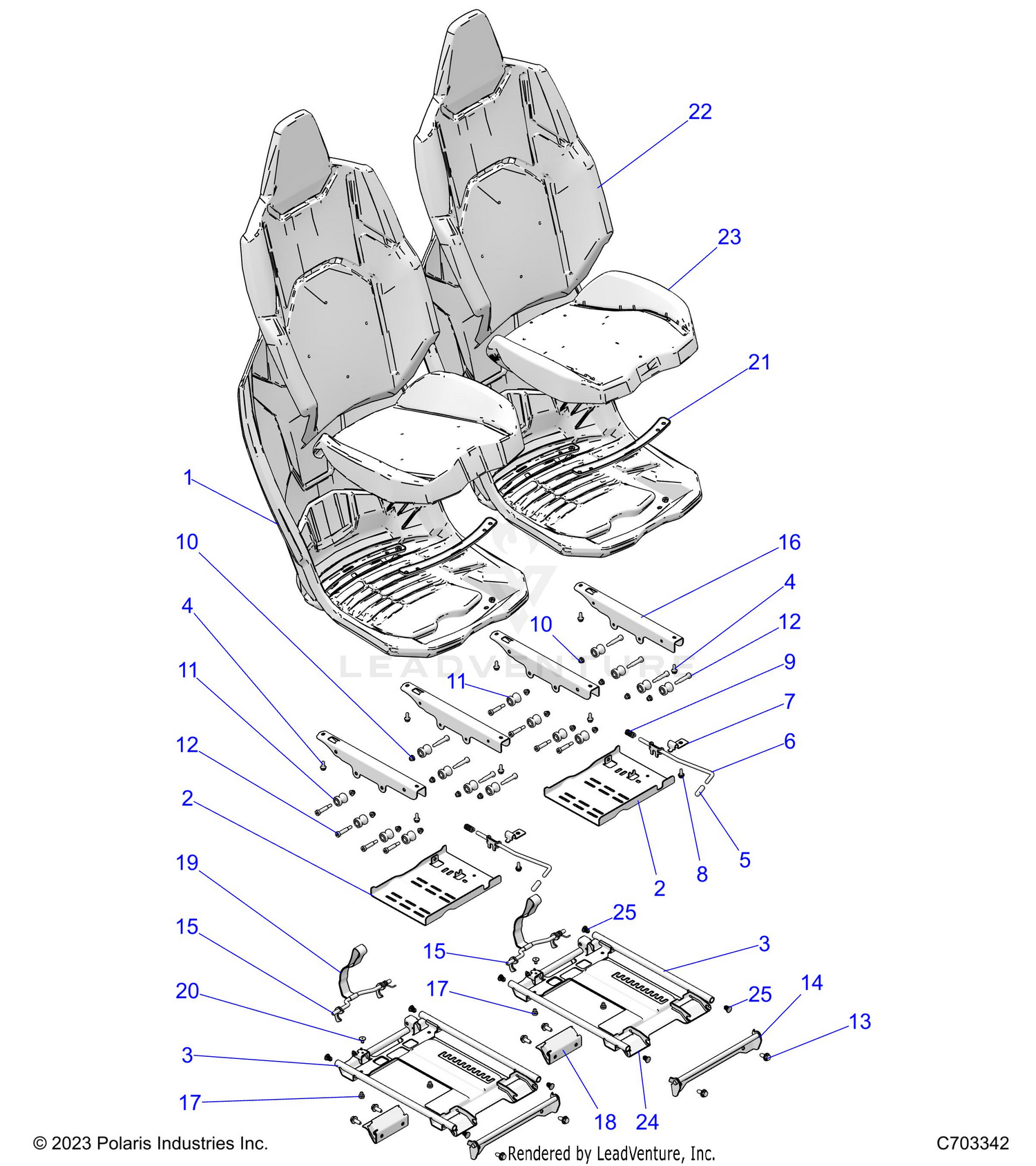 BODY, SEAT ASM. AND SLIDER, FRONT - Z26NMS99A4/B4/A6/B6 (C703342)