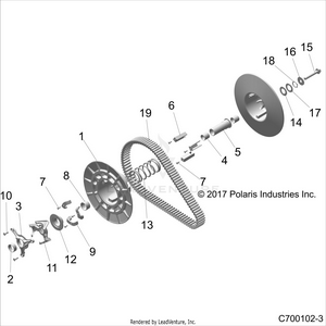 Drive Train, Secondary Clutch - Z18vge99ak/aw/bk/bw (c700102-3) Schematic