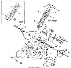 Swing Arm/shock Mounting Sport 400l W97ba38c And Trail Blazer W97ba25c (4940124012b011) Schematic