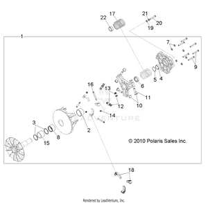 Drive Train, Primary Clutch - R12jt87ab/ad/as/aw/9eaw (49rgrclutchdrv11rzr875) Schematic