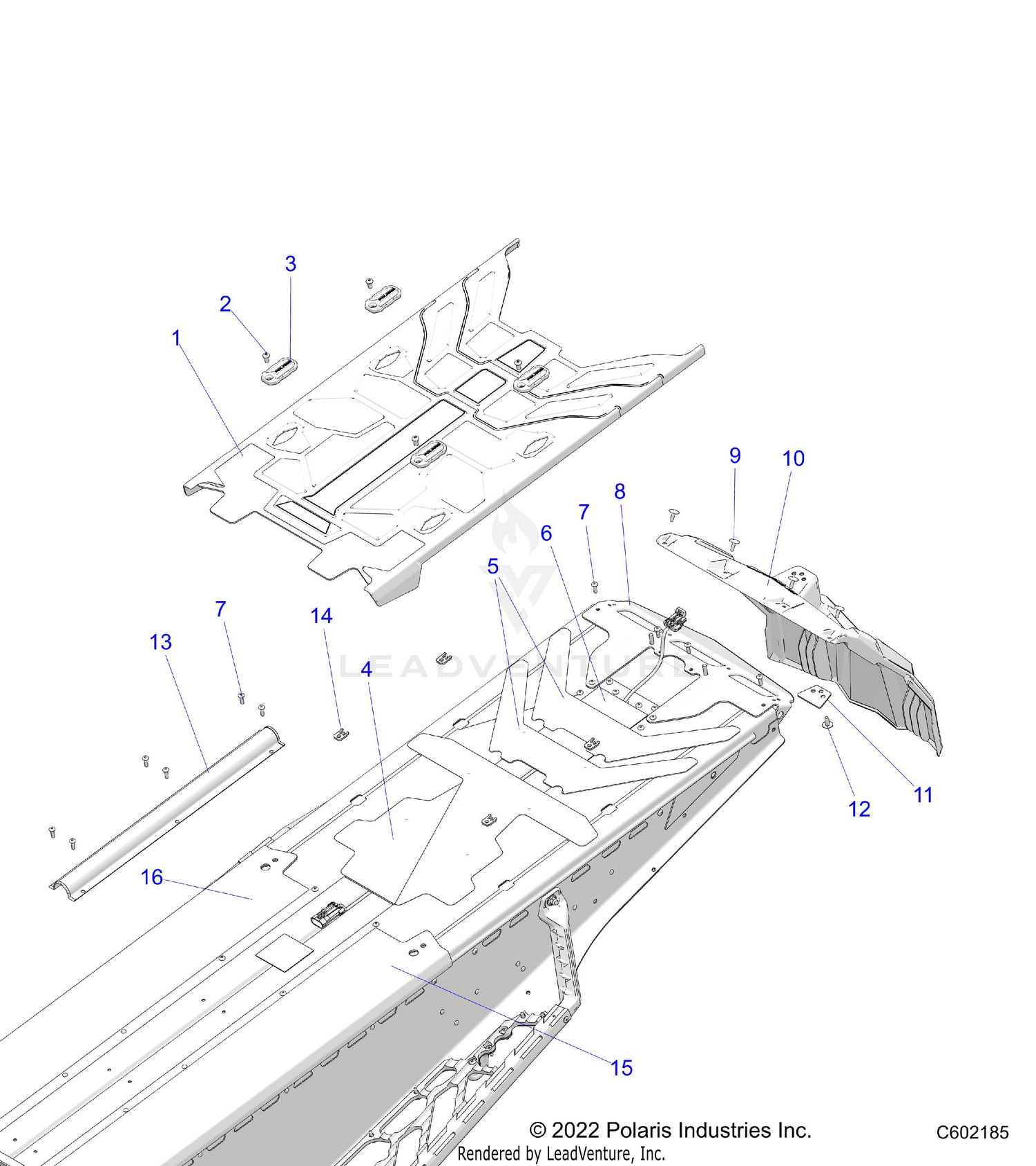 CHASSIS, REAR TUNNEL COVER, CLOSEOFF, AND SNOWFLAP - S26TLF9FSL (C602185)