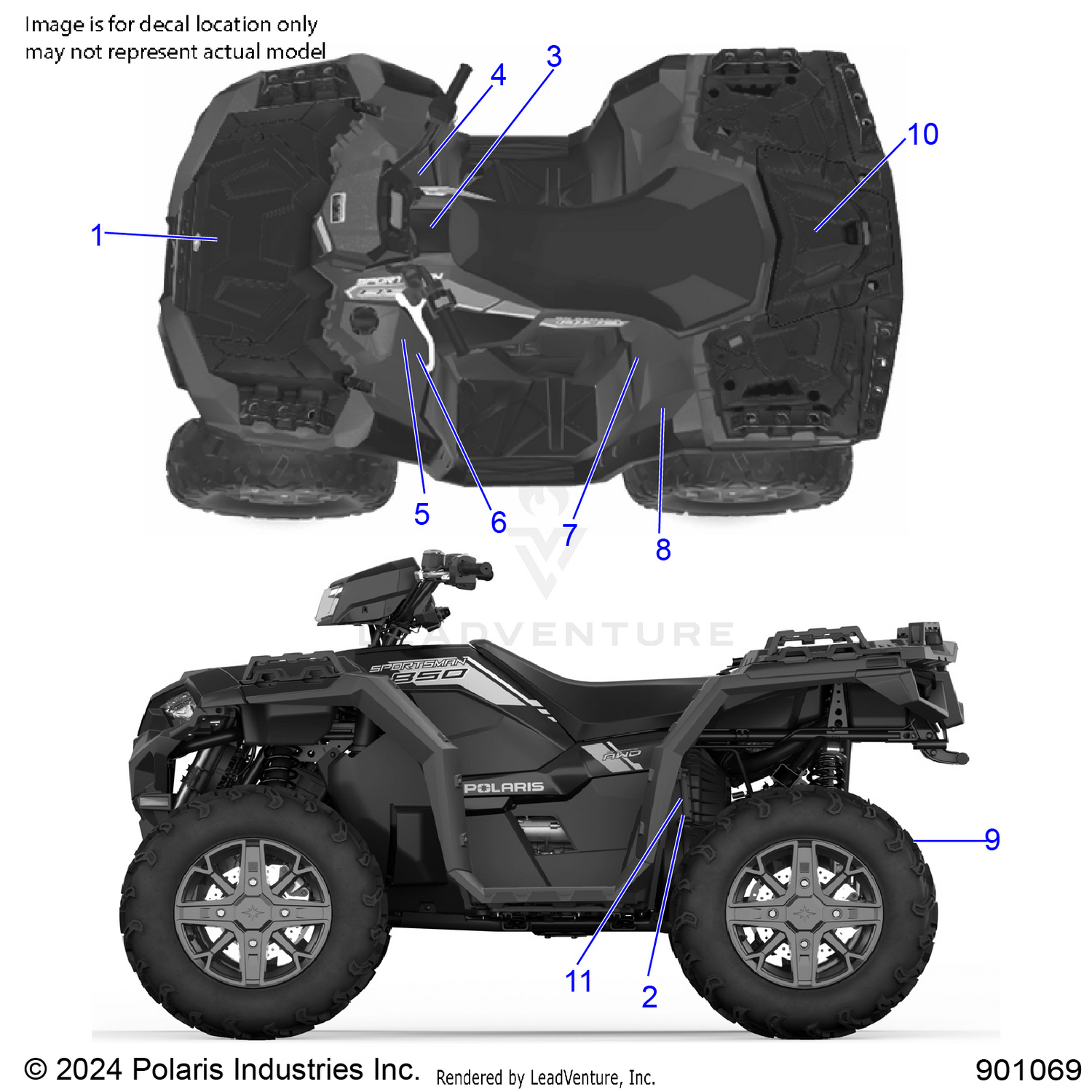 BODY, DECALS, STANDARD - A26SXE85AN/AZ (901069)