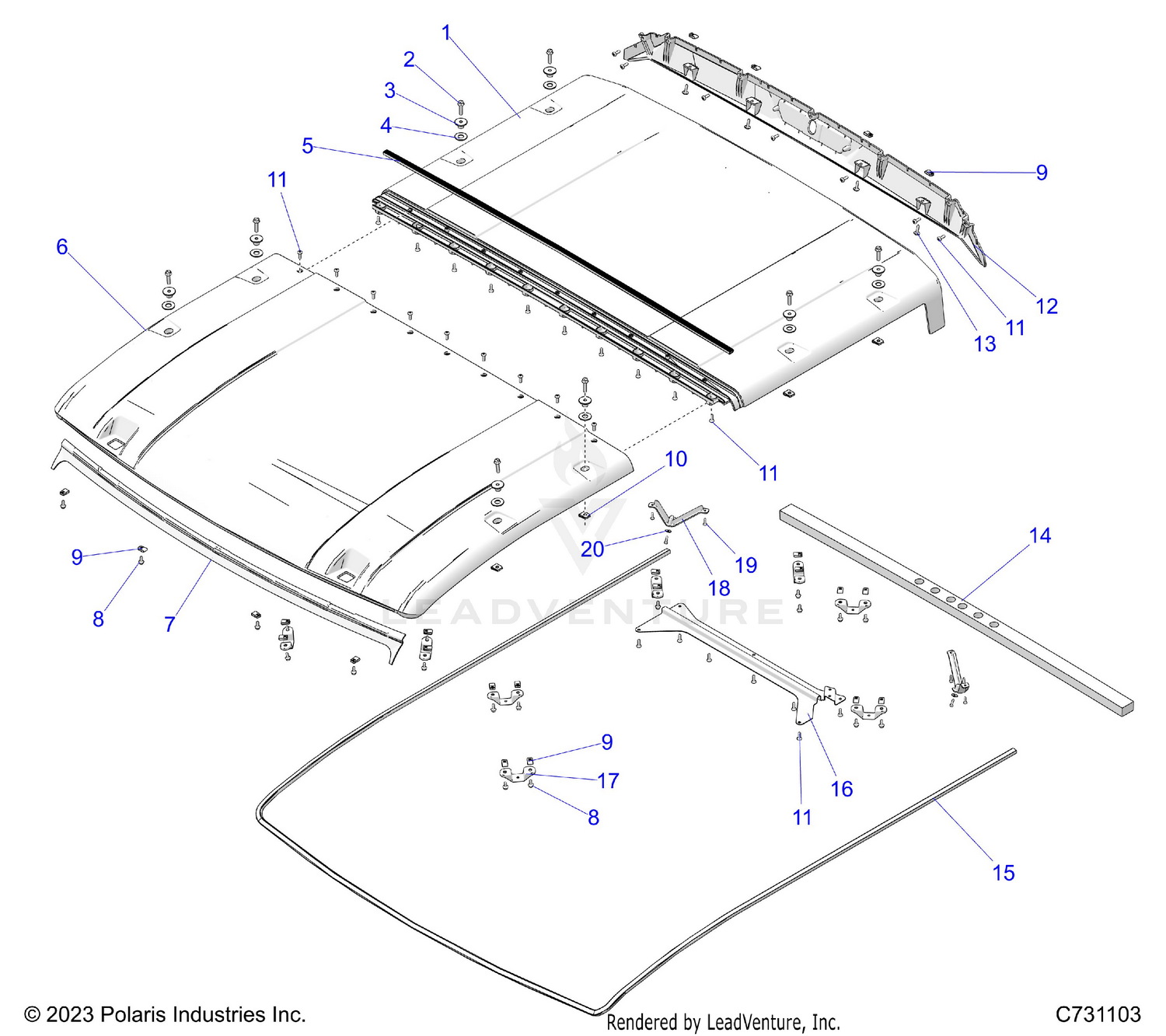 BODY, ROOF - R26X6W1RB9/BB/BJ (C731103)