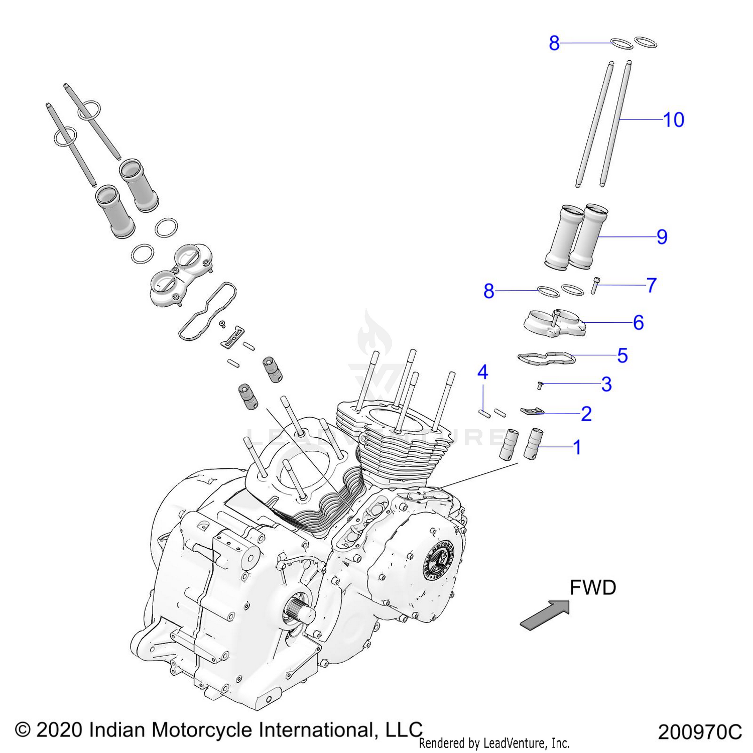 ENGINE, PUSHROD ASM. - N22DMBAG/DMCAG ALL OPTIONS (200970C)