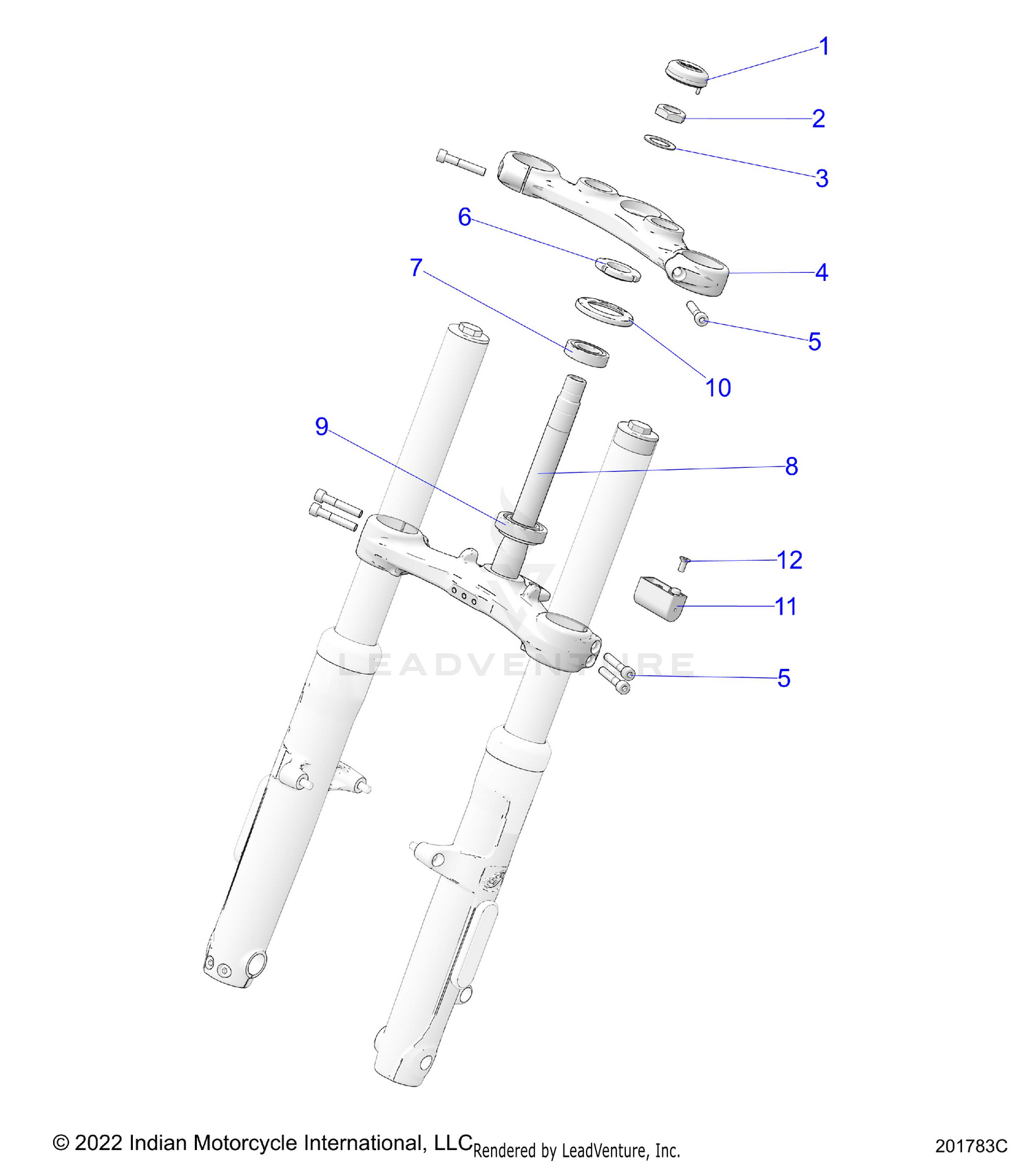 STEERING, UPPER AND LOWER CLAMPS - N26DNDBH ALL OPTIONS (201783C)