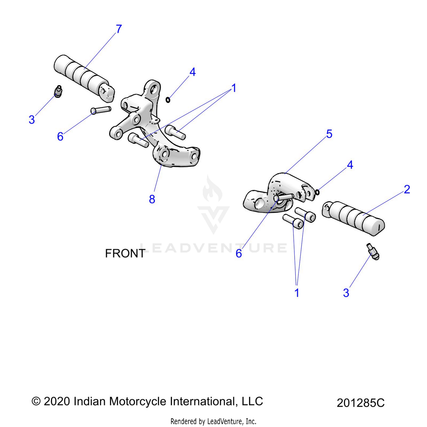 CHASSIS, FOOTPEGS - N26DLBAG/DLCAG ALL OPTIONS (201285C)