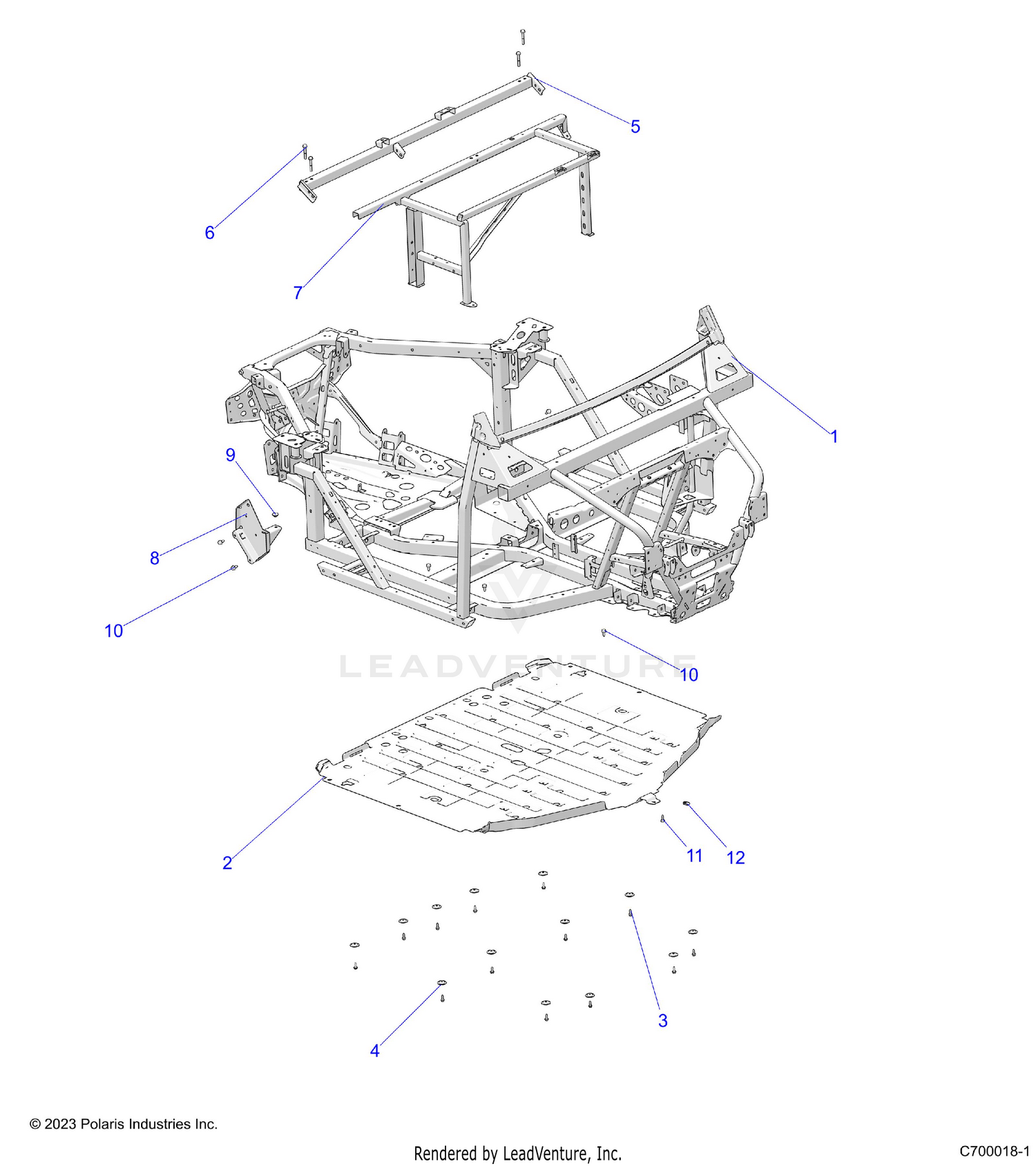 CHASSIS, MAIN FRAME AND SKID PLATES - R26RRE99CN/C9/EN/E9 (C700018-1)