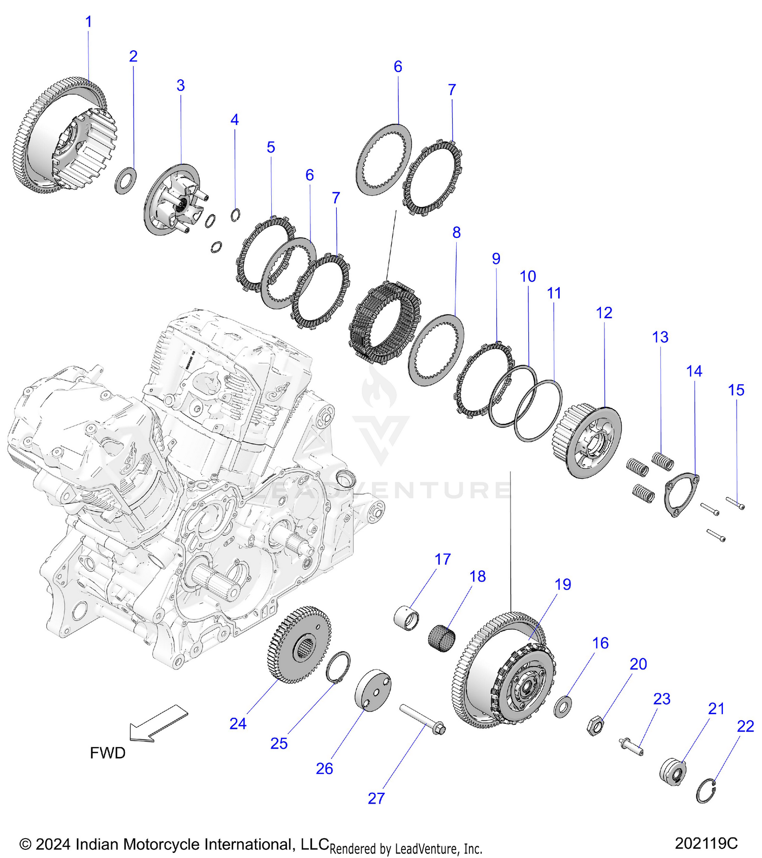 DRIVE TRAIN, CLUTCH AND PRIMARY DRIVE - N26LG4SS/LG6SS ALL OPTIONS (202119C)