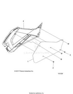 Body, Right Hand Side Panel Heat Shield And Hardware 1 Up - A19sea50b1/b7/see50b7/b3/seg50b4 (101329) Schematic
