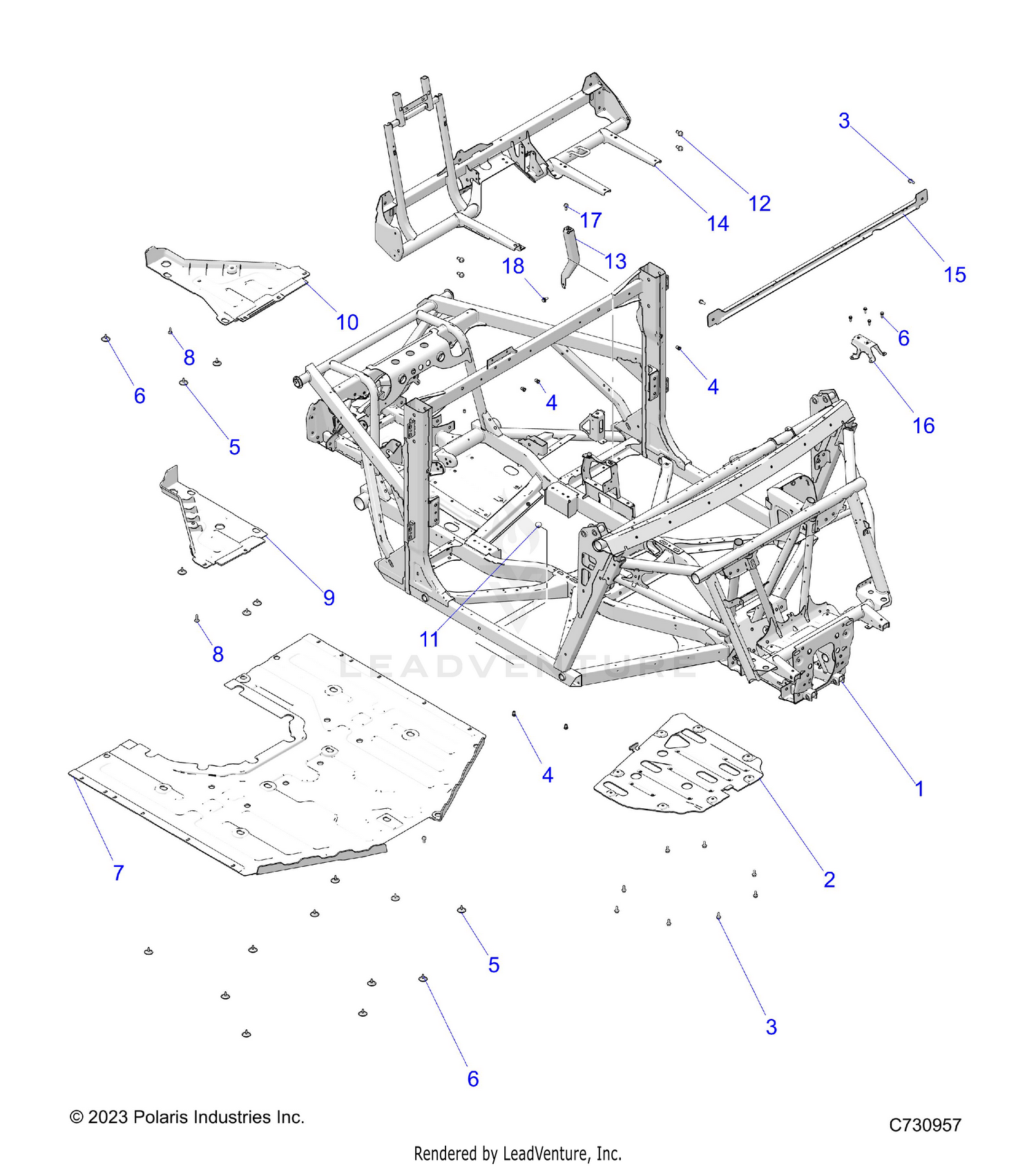 CHASSIS, MAIN FRAME & SKID PLATES - R26XAN1RBB (C730957)