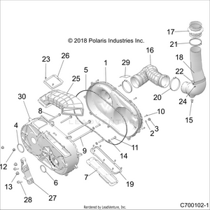 Drive Train, Clutch Cover And Ducting - Z18vge99ak/aw/bk/bw (c700102-1) Schematic