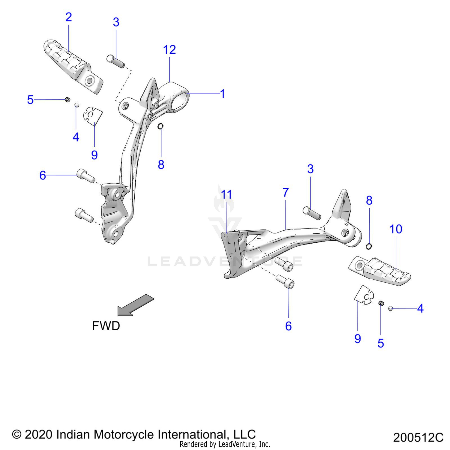 CHASSIS, PASSENGER FOOTPEGS - N22RTT22 (200512C)