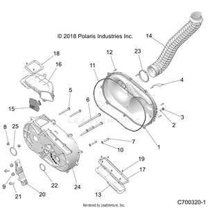 Drive Train, Clutch Cover And Ducting - Z19vpl92ak/bk/ar/br/am/bm (c700320-1) Schematic