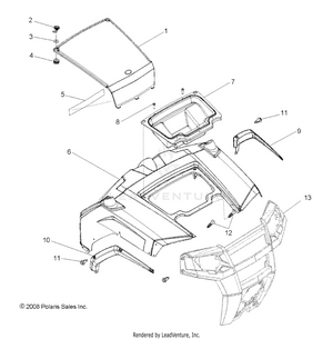 Body, Hood And Front Body Work - R10vh76 All Options/vy76az (49rgrhood09rzr) Schematic
