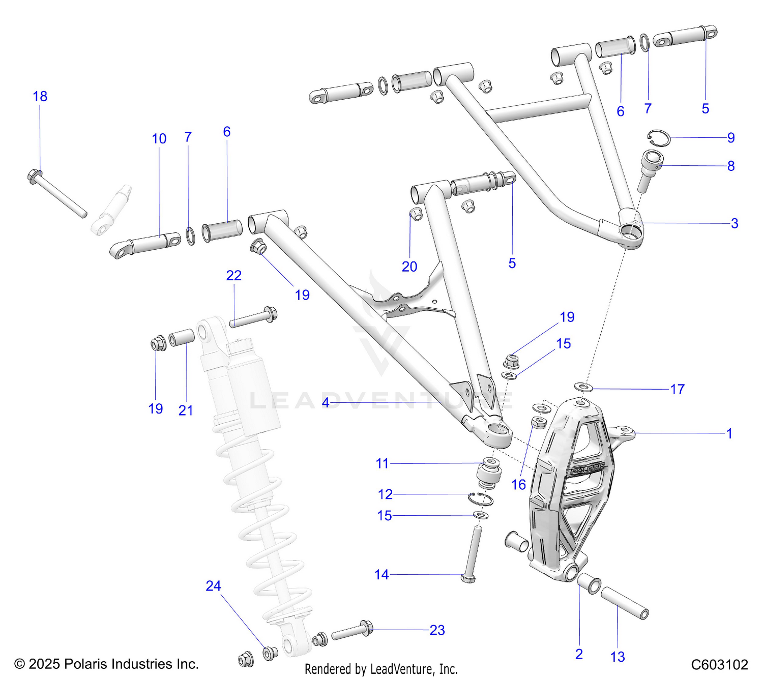 SUSPENSION, CONTROL ARMS and SPINDLE - S26TDV8MS (C603102)